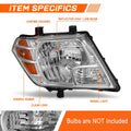 Right Side Chrome Amber Headlight for Nissan Frontier (2009–2021)