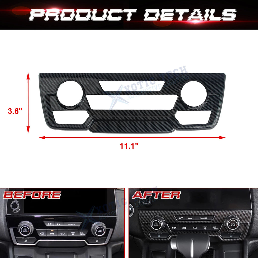 Carbon Fiber Look Console AC Climate Control Panel Cover for Honda CR-V (2017-2022)