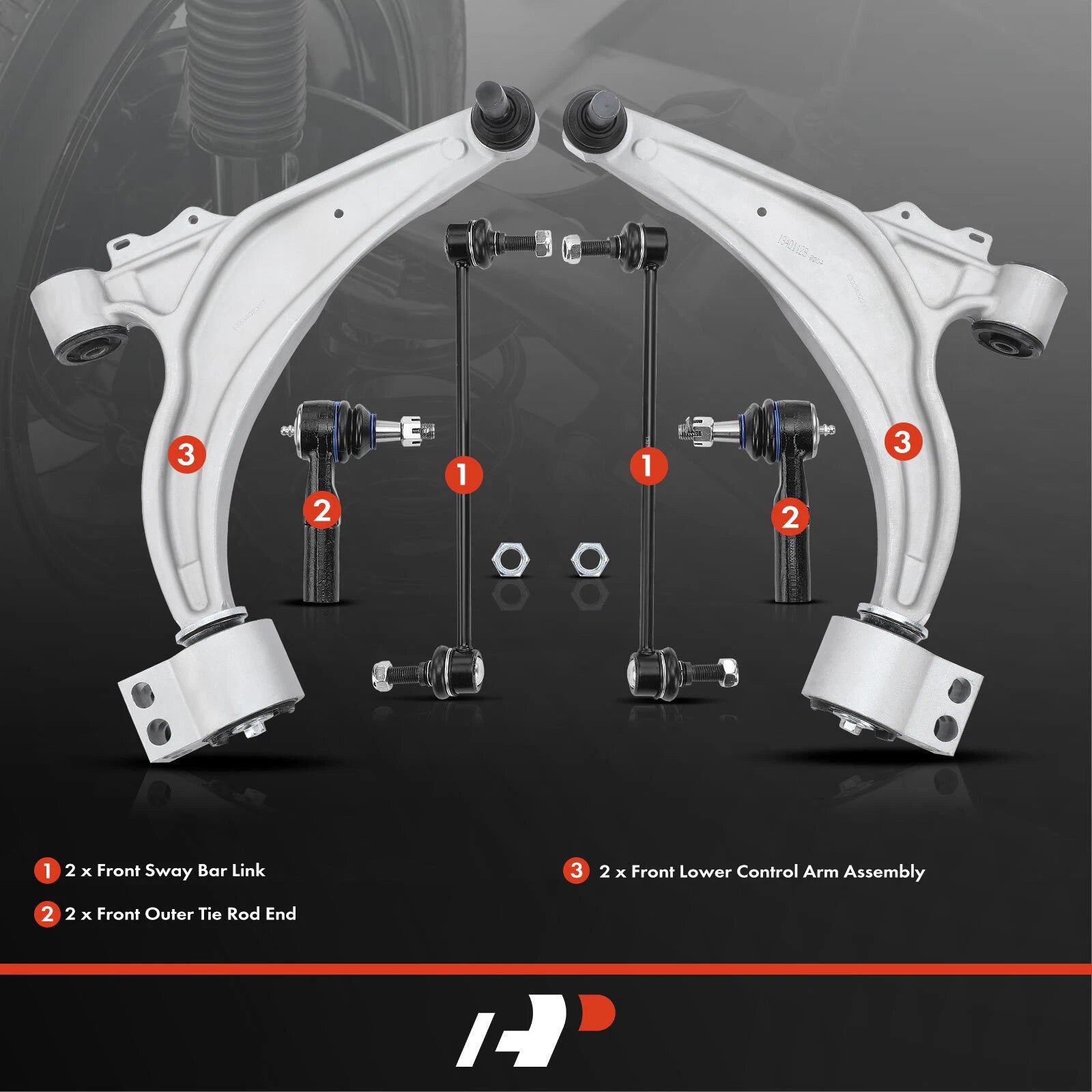 Set of 6 Front Control Arm Sway Bar Link Tie Rod Ends for Chevy Cruze (2011–2019)