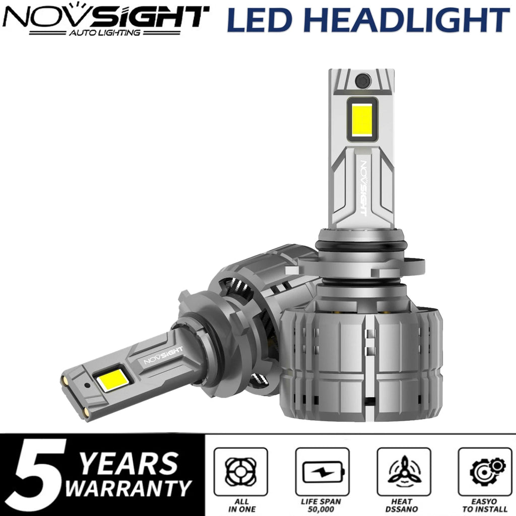 2X HB4 9006 LED Headlight Bulbs for NOVSIGHT (6500K, 40000LM)