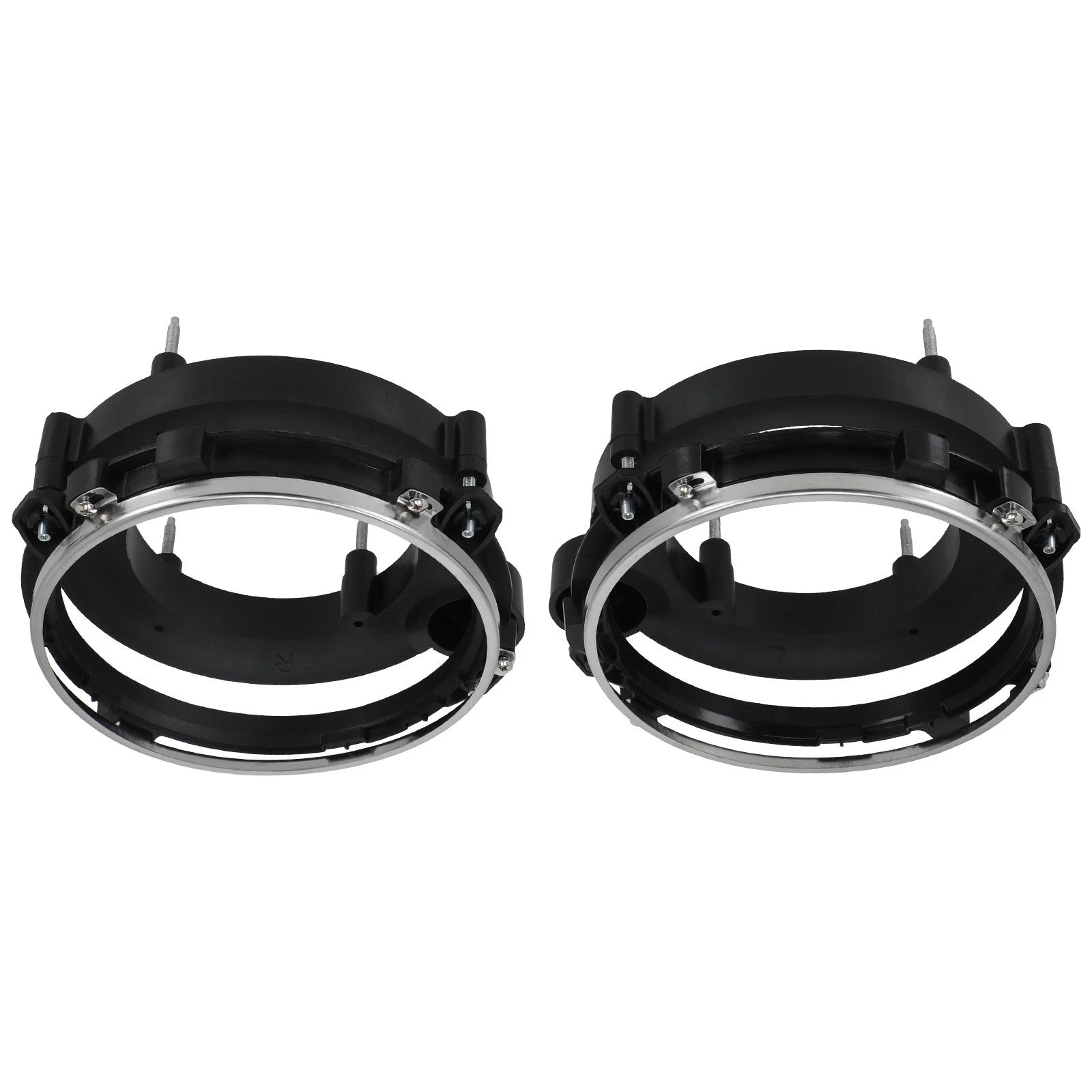 Black Headlight Bulb Brackets Buckets + Light Rings For Jeep Wrangler 1997-2006