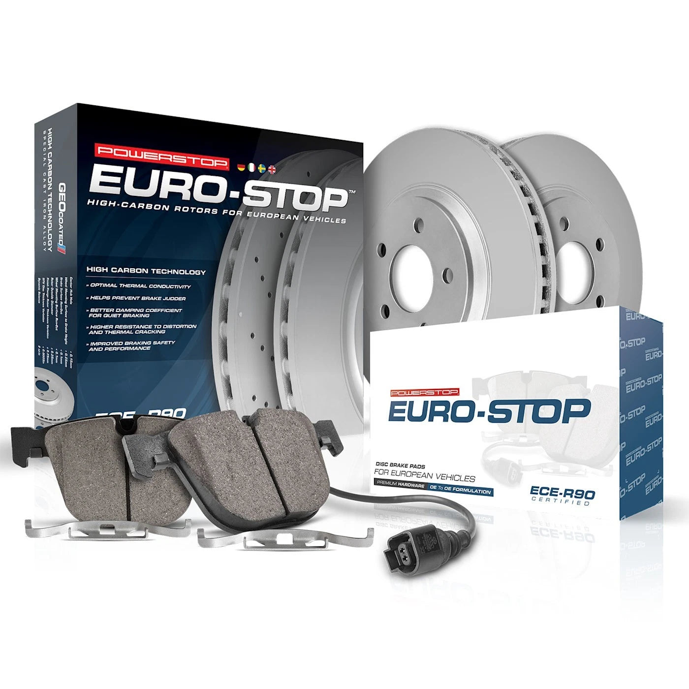 Set of 2 Powerstop Brake Disc and Pad Kits for BMW 525i 528 (2000–2006)