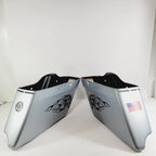 Saddlebags for Harley Touring (2020) - Extended Stretched, Barracuda Silver Denim
