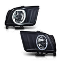 2X Black Smoke LED DRL Halo Headlights for Ford Mustang (2005–2009)