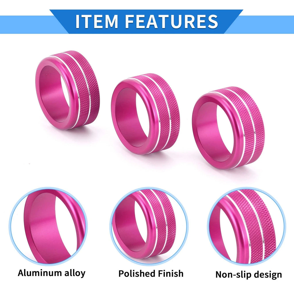 Set of 4 AC Engine Start Switch Knob Cover Ring for Honda Civic (2022–2024) Rose Red