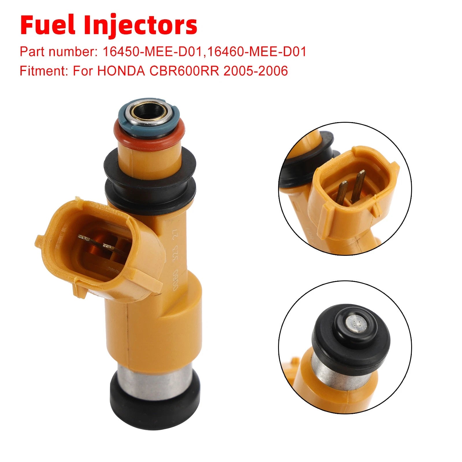Set of 4 Fuel Injectors 16460-MEE-D01, 16450-MEE-D01 for Honda CBR600RR (2005–2006)