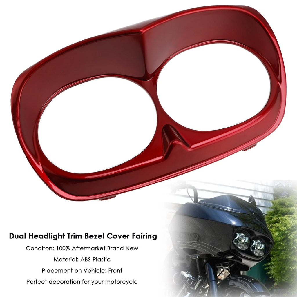 Dual Headlight Trim Bezel Cover for Harley Road Glide (1998–2013) Red