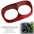 Dual Headlight Trim Bezel Cover for Harley Road Glide (1998–2013) Red