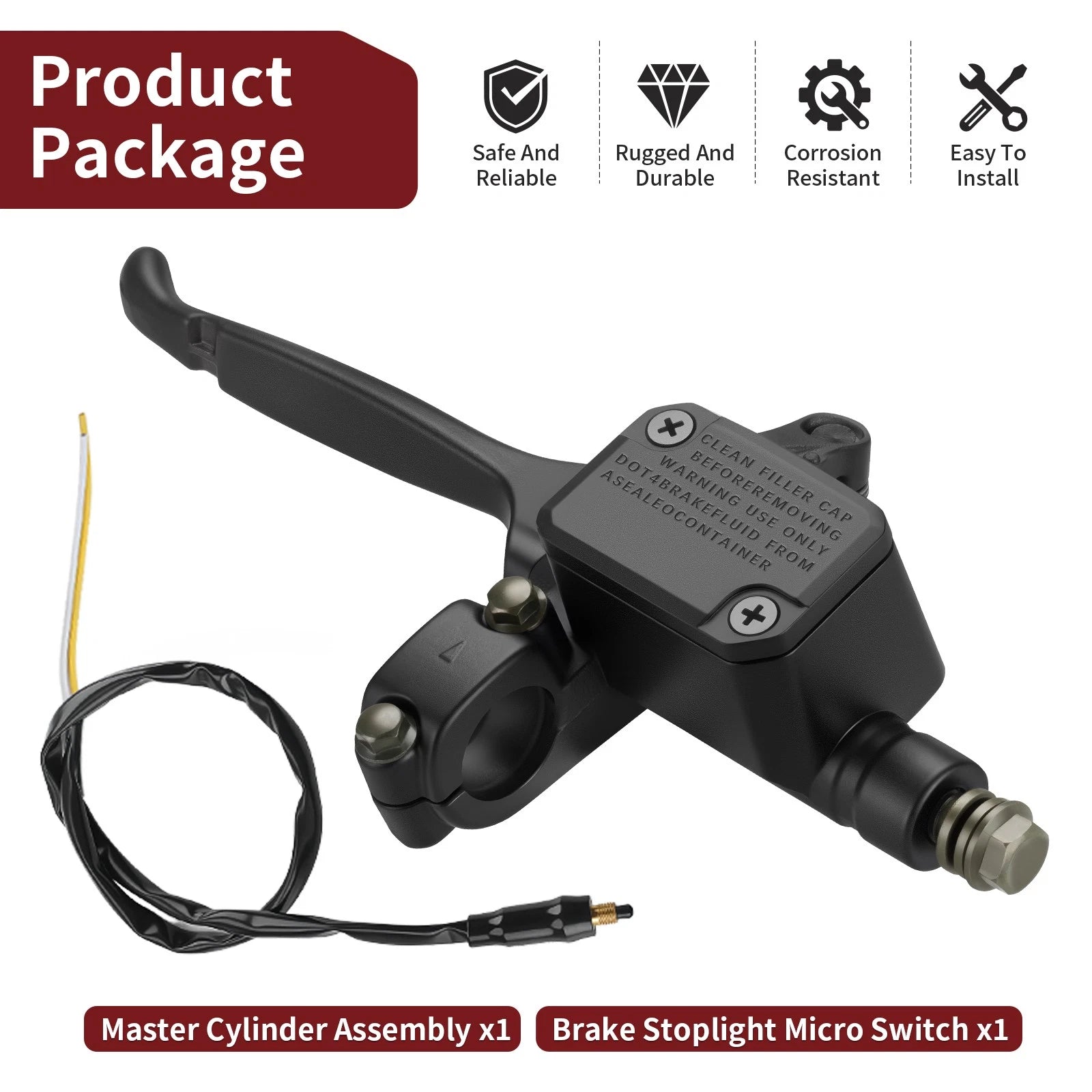 Master Cylinder & Brake Stoplight Switch for Ski-Doo MXZ 440 500 583 600 670 700 (1995–2003)