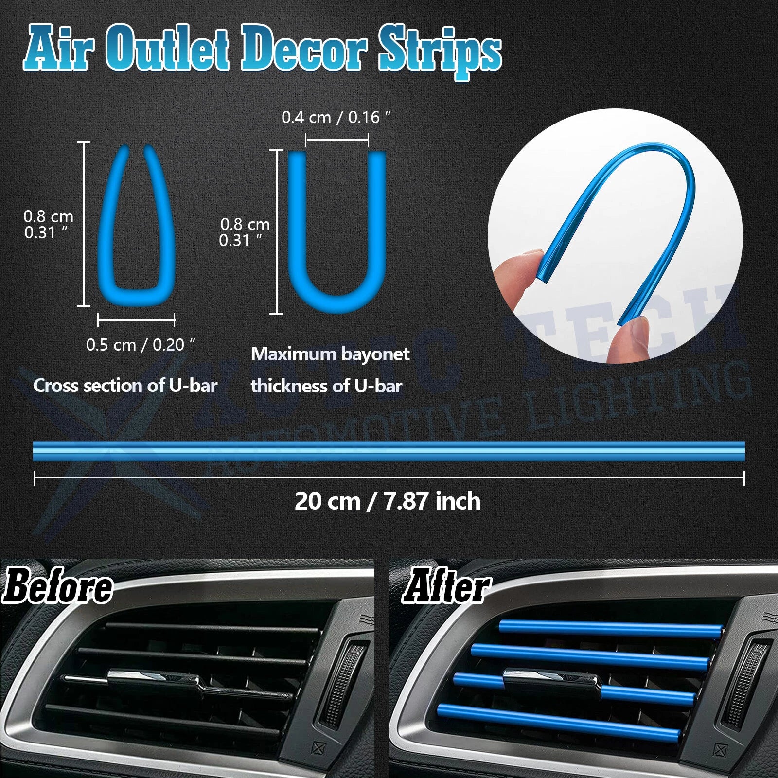 Blue Interior Air Vent Outlet Strip Cover for Universal (Universal)