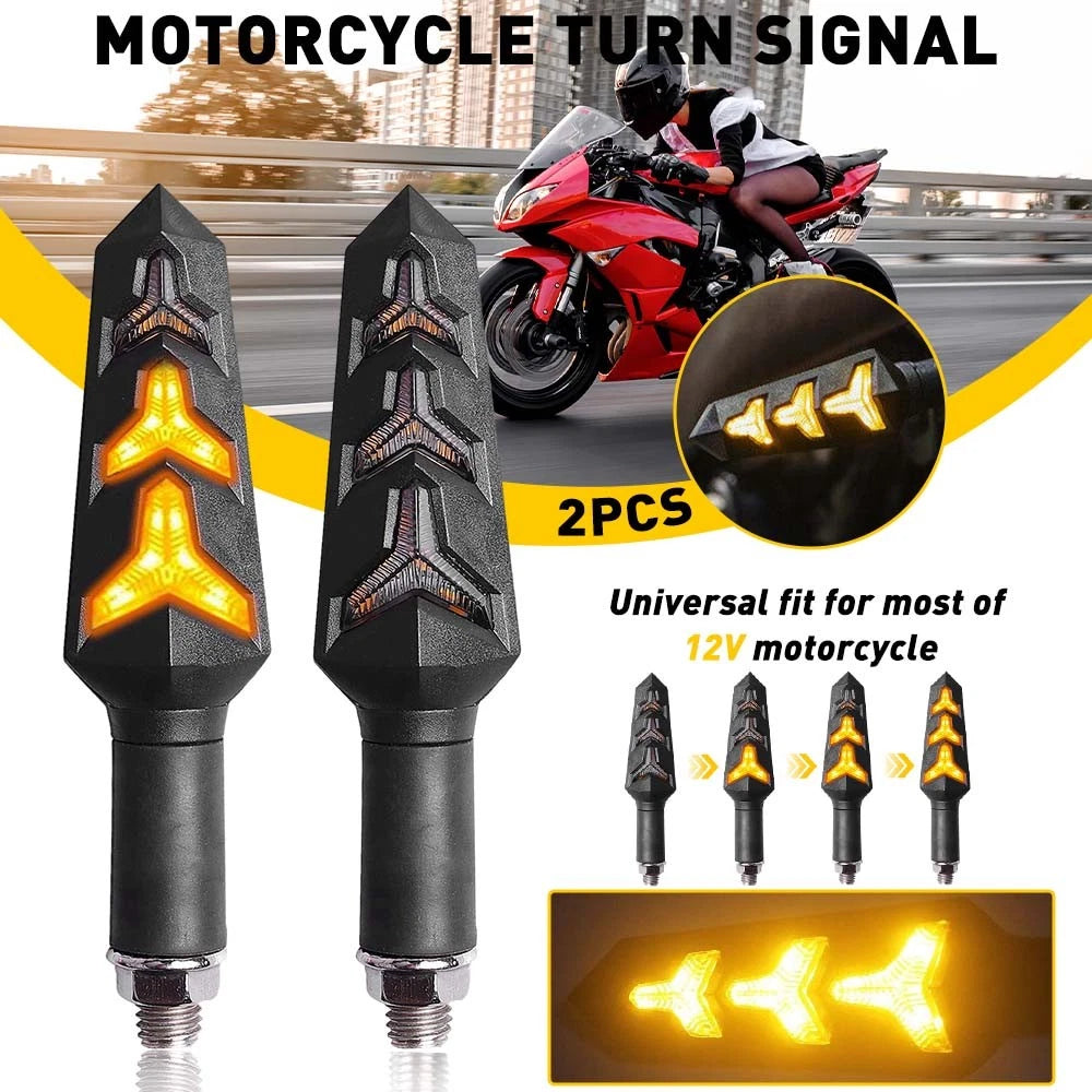 2X Dynamic Amber Turn Signal Light Indicators for Motorcycle (12V)