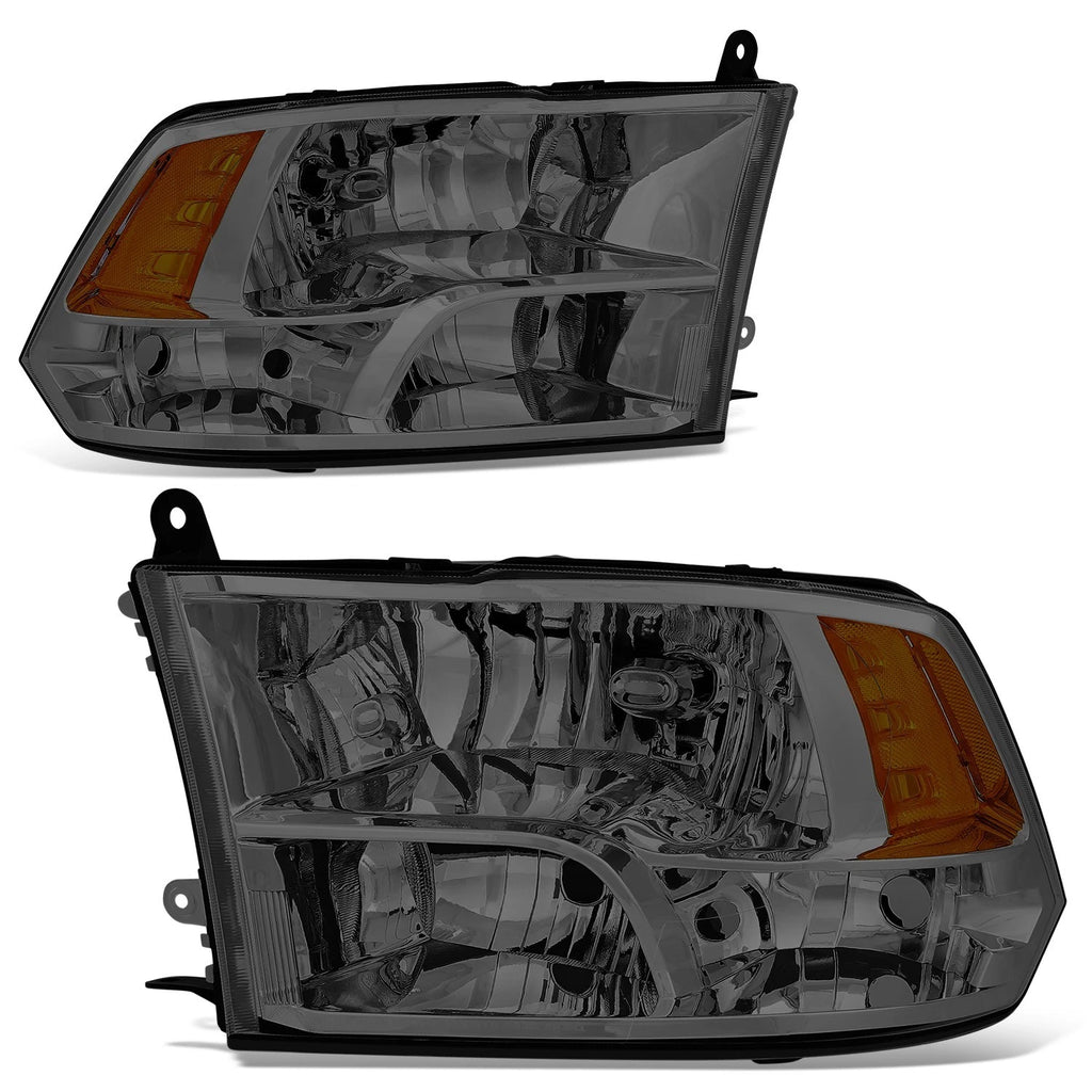 Smoked Lens Amber Corner Halogen Headlights for Dodge RAM 1500 2500 3500 (2009–2012)