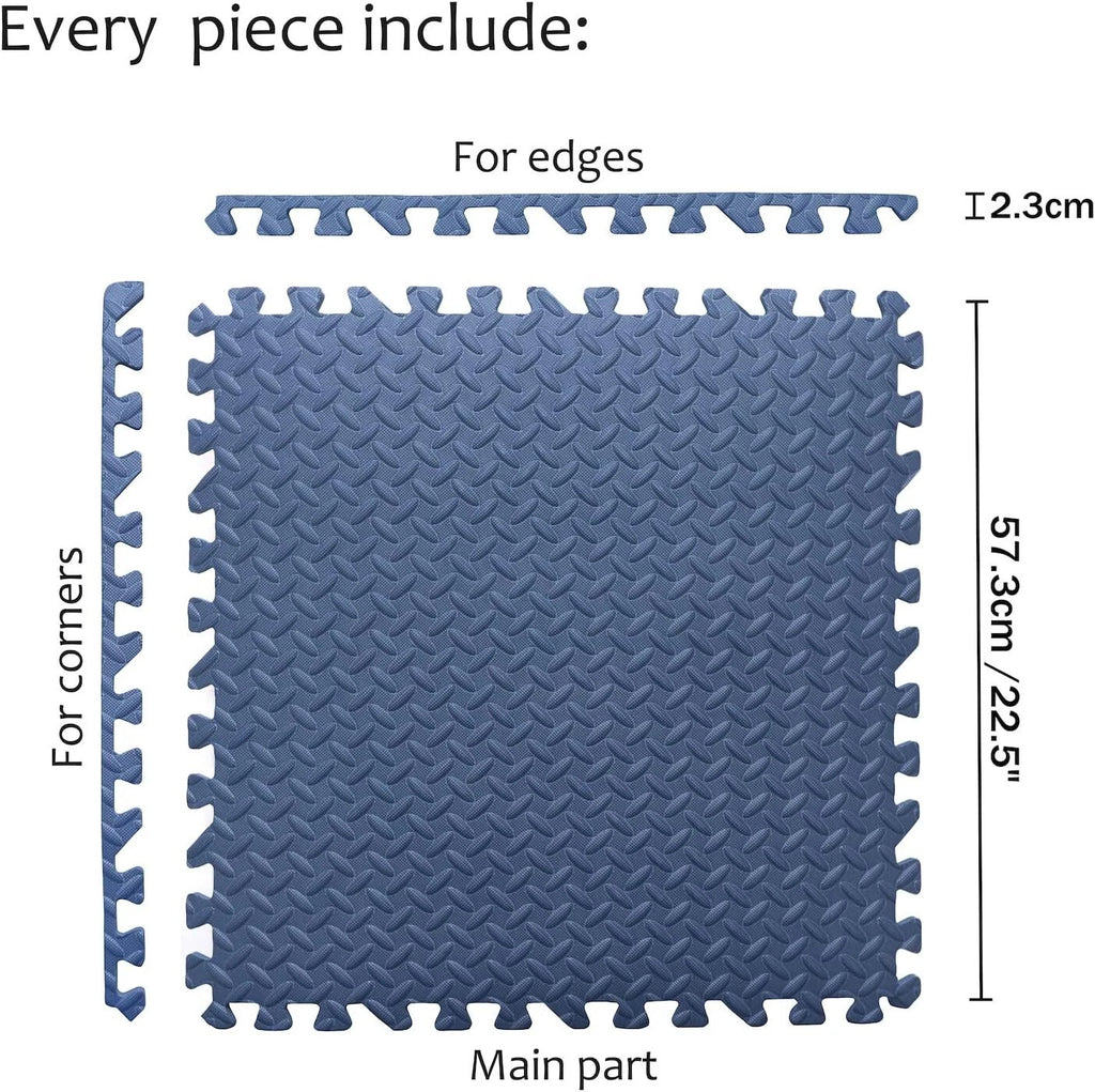 Set of 6 Blue EVA Foam Interlocking Exercise Mats for Gym Fitness Yoga