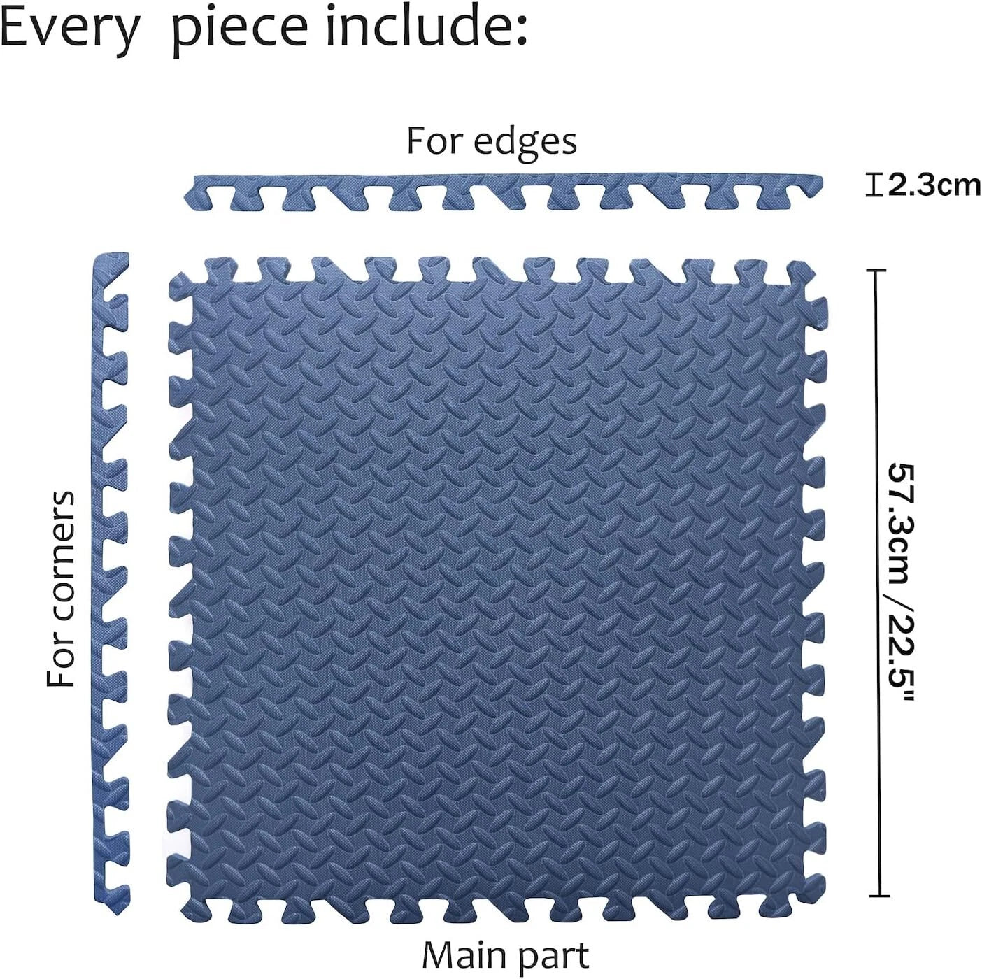 Set of 6 Blue EVA Foam Interlocking Exercise Mats for Gym Fitness Yoga