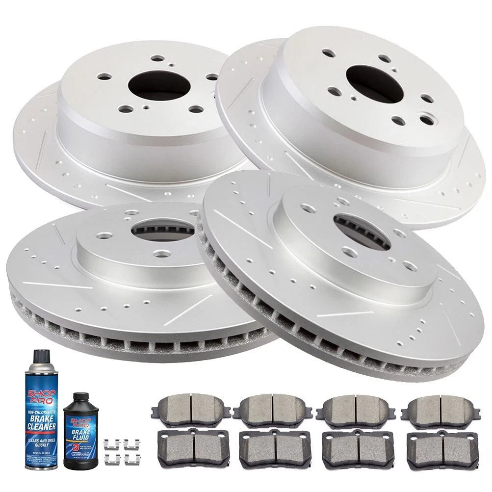 Set of 4 Brake Pads and Rotors for Lexus IS250 (2009–2013) Drilled & Slotted