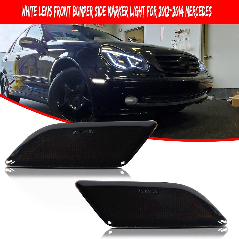 LED White Front Side Fender Marker Lights for Mercedes W204 C-Class (2012–2014)