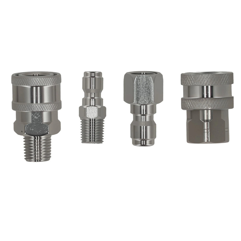 Set of 4 Stainless Steel 1/4" NPT Adapters for Pressure Washer Quick Connect