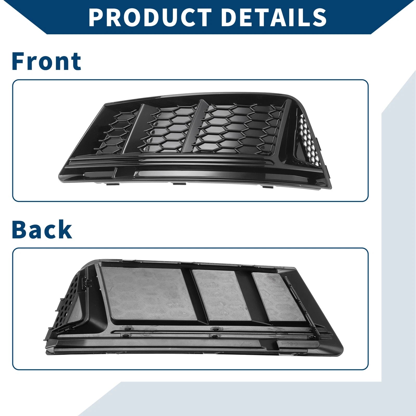 1 Pair Front Fog Light Grill for Audi A4 B9 (2016–2018) No. 8WD807681/8WD807682