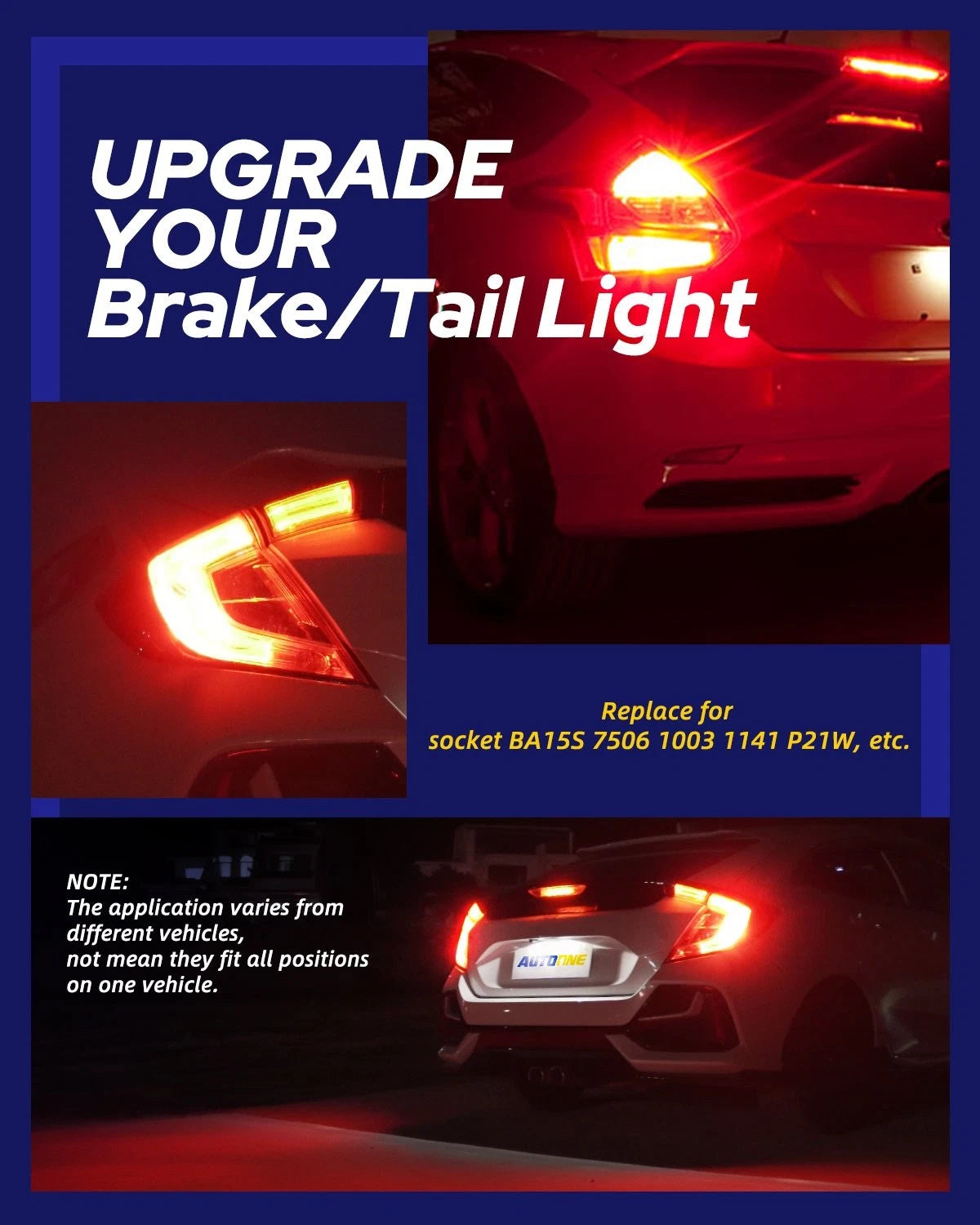 2X 1156 Red LED Brake Tail Parking Stop Light Bulbs for