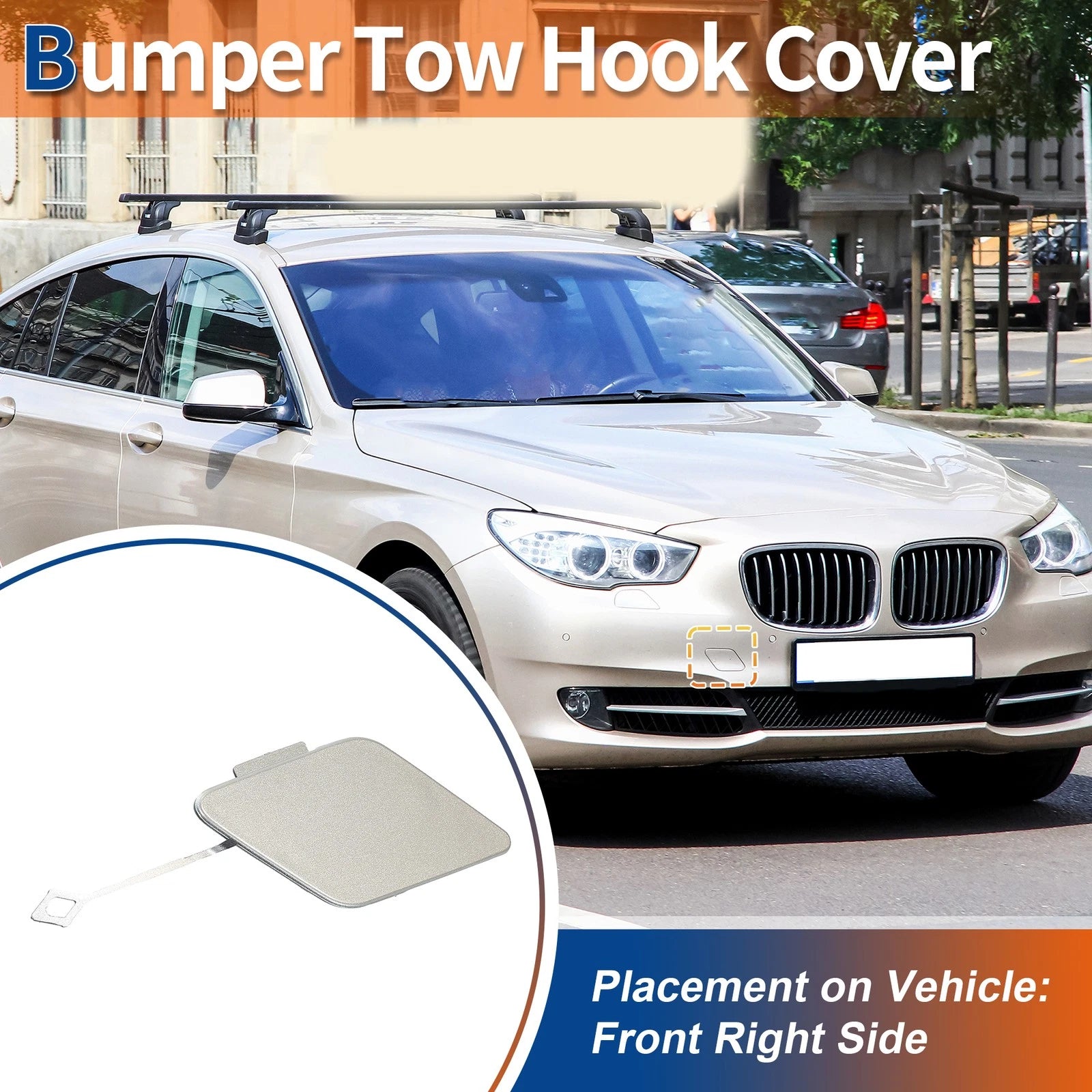 Front Right Tow Hook Cover for BMW 535i (2011–2016) No. 51117332667 Orion Silver