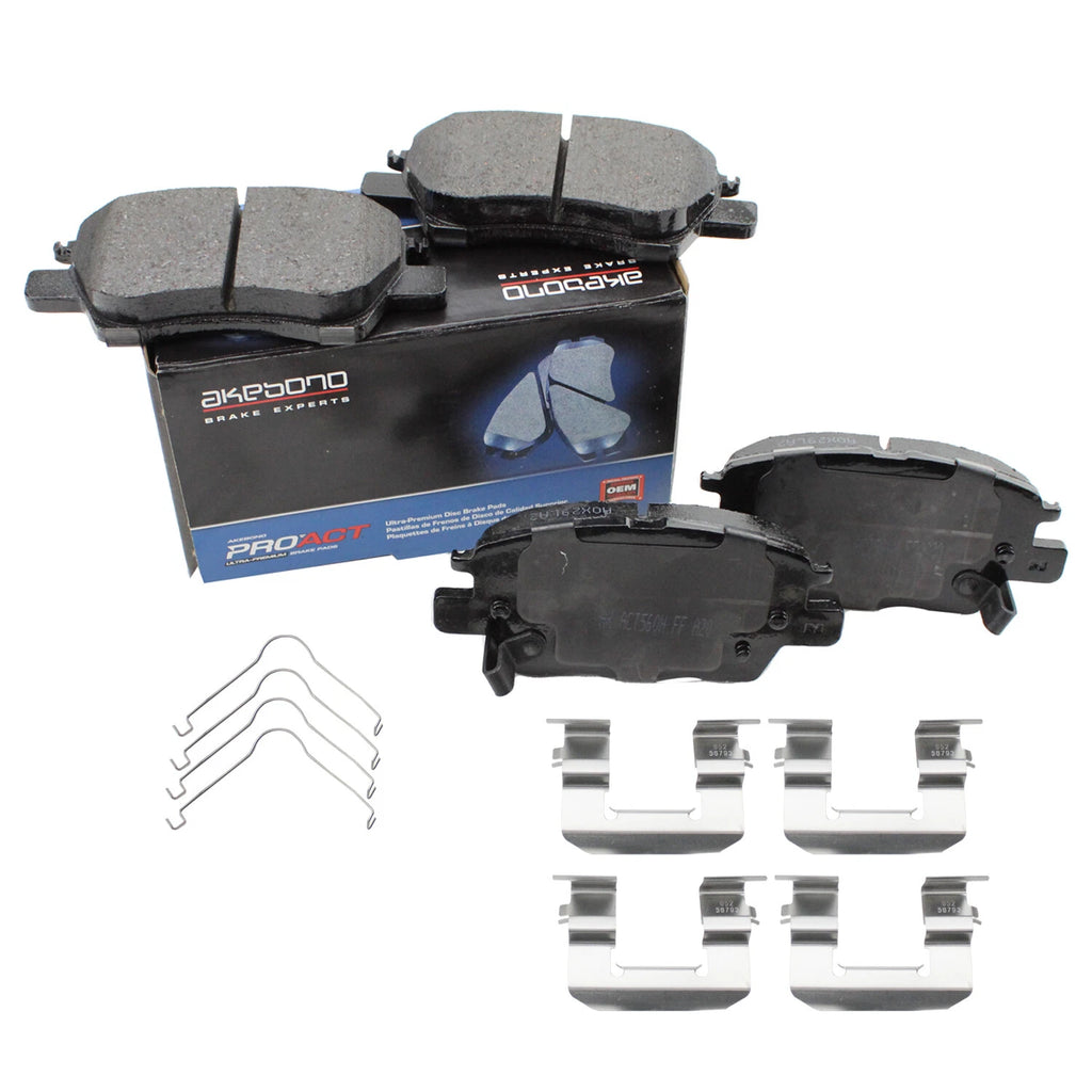 Set of 4 Akebono ProACT Front Ceramic Slotted Brake Pads for Chevy Bolt EV (2017–2022)