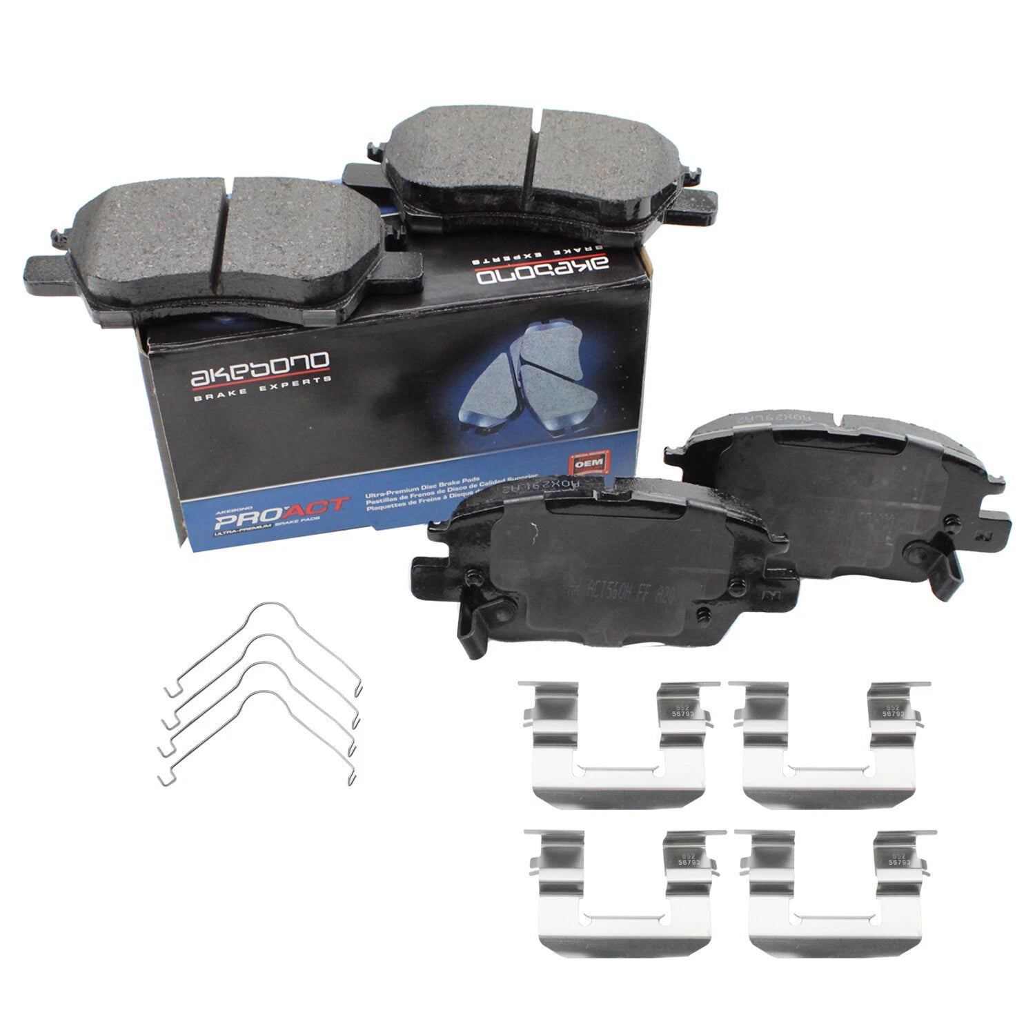 Set of 4 Akebono ProACT Front Ceramic Slotted Brake Pads for Chevy Bolt EV (2017–2022)