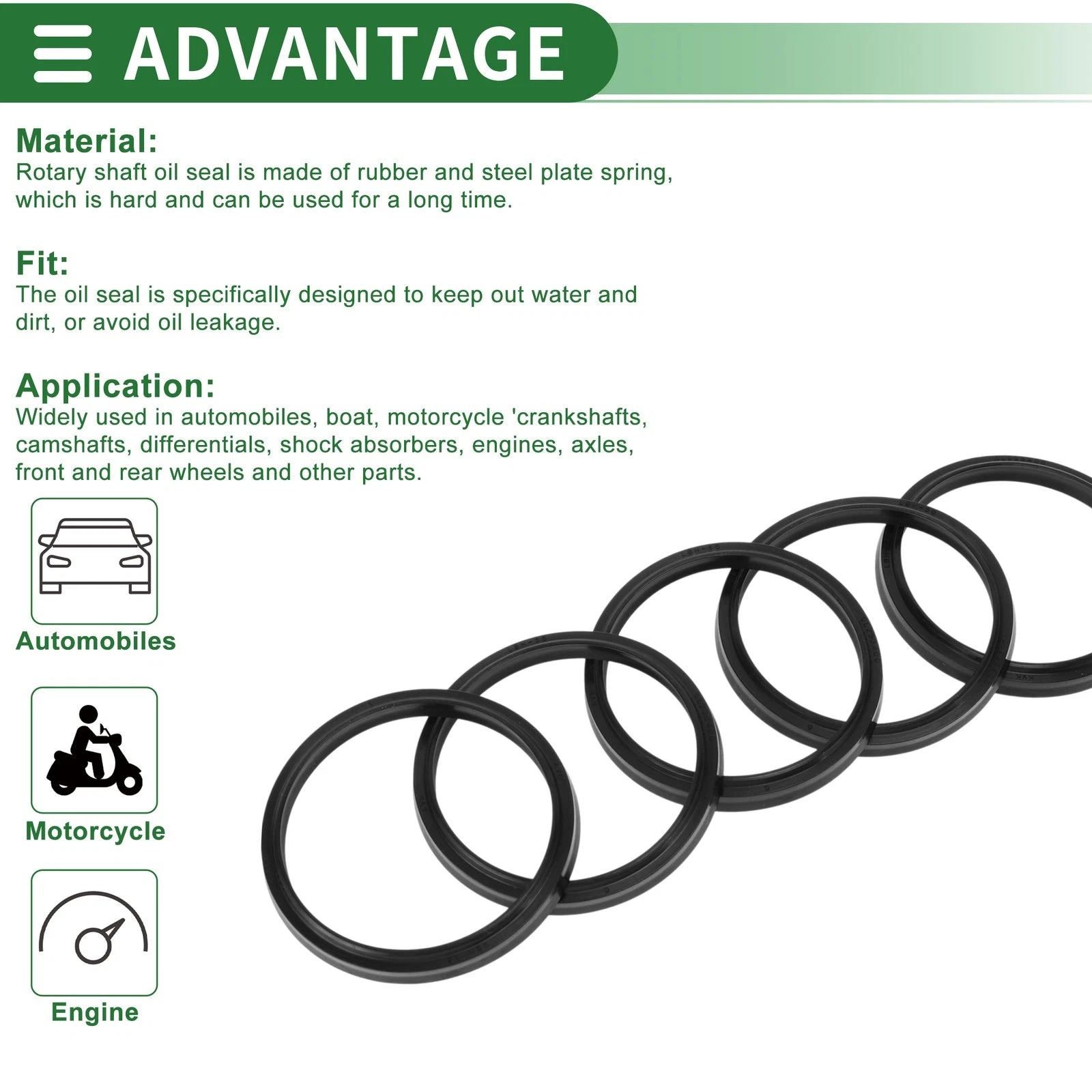 Set of 5 Oil Seal Rotary Shaft Seal NBR Rubber 56x64x5mm