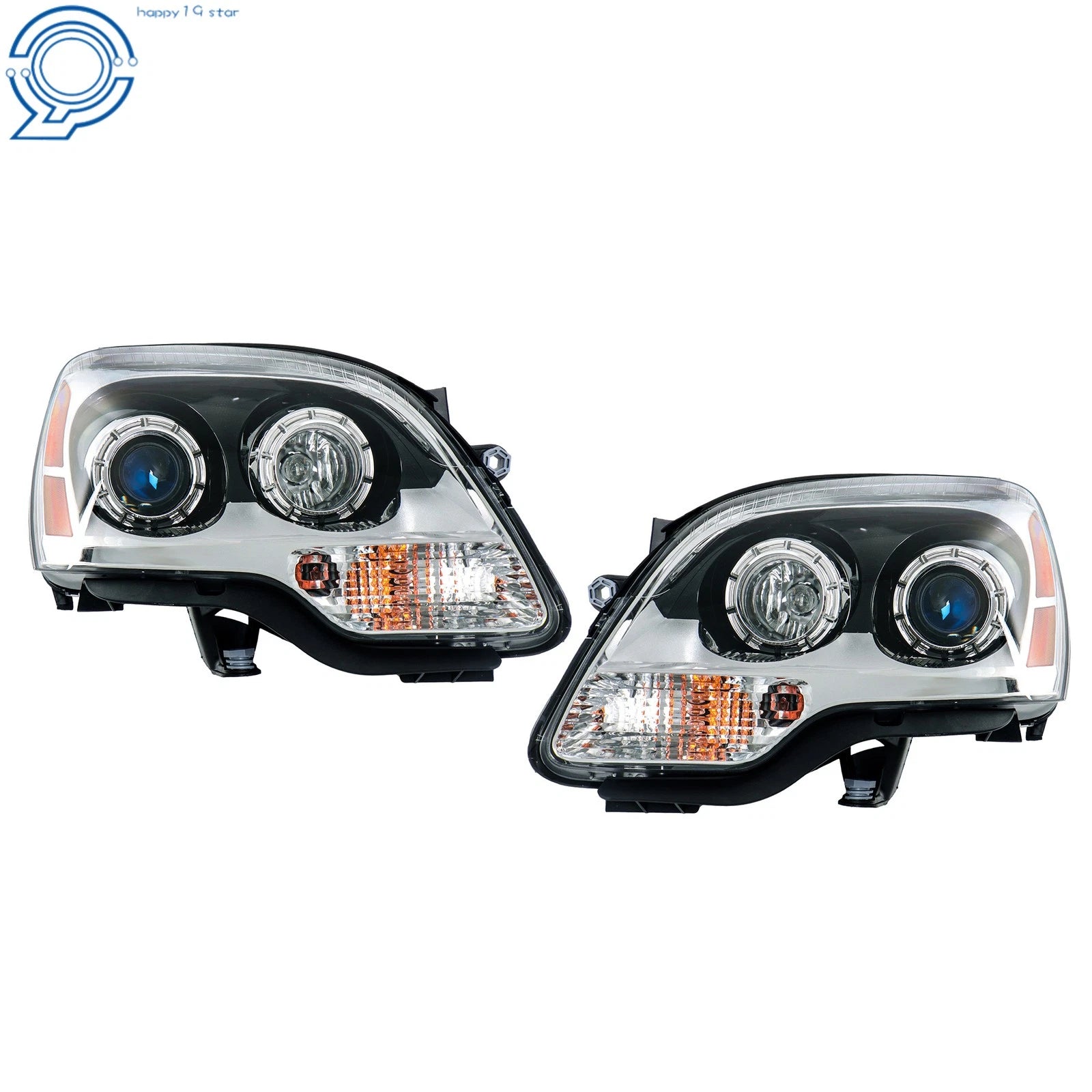 Set of 2 HID Projector Headlights for GMC Acadia (2007-2012) Chrome Trim