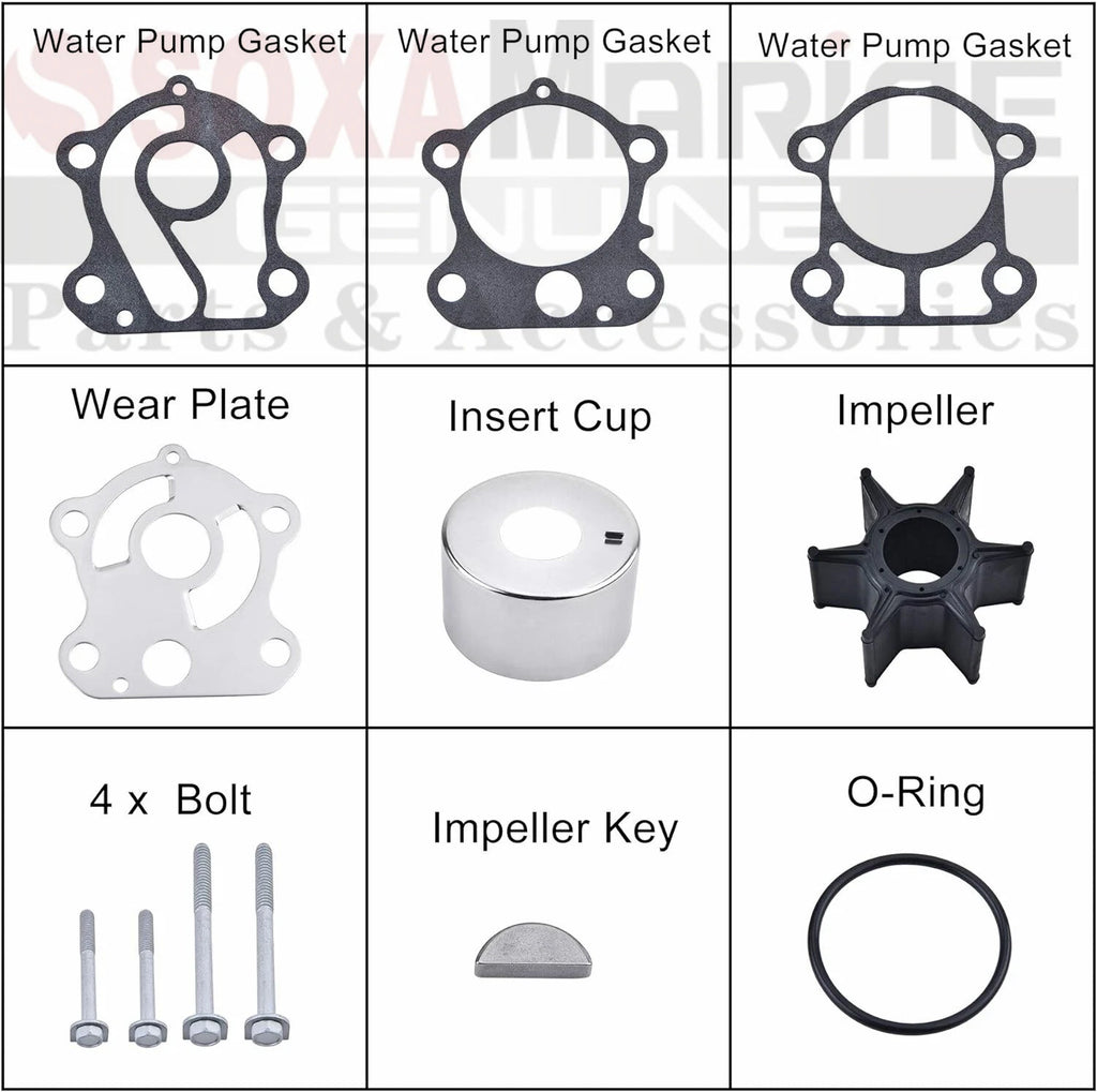 Water Pump Service Kit for Yamaha 2-Str 60 70 75 85 90 HP (18-3370, 692-W0078)