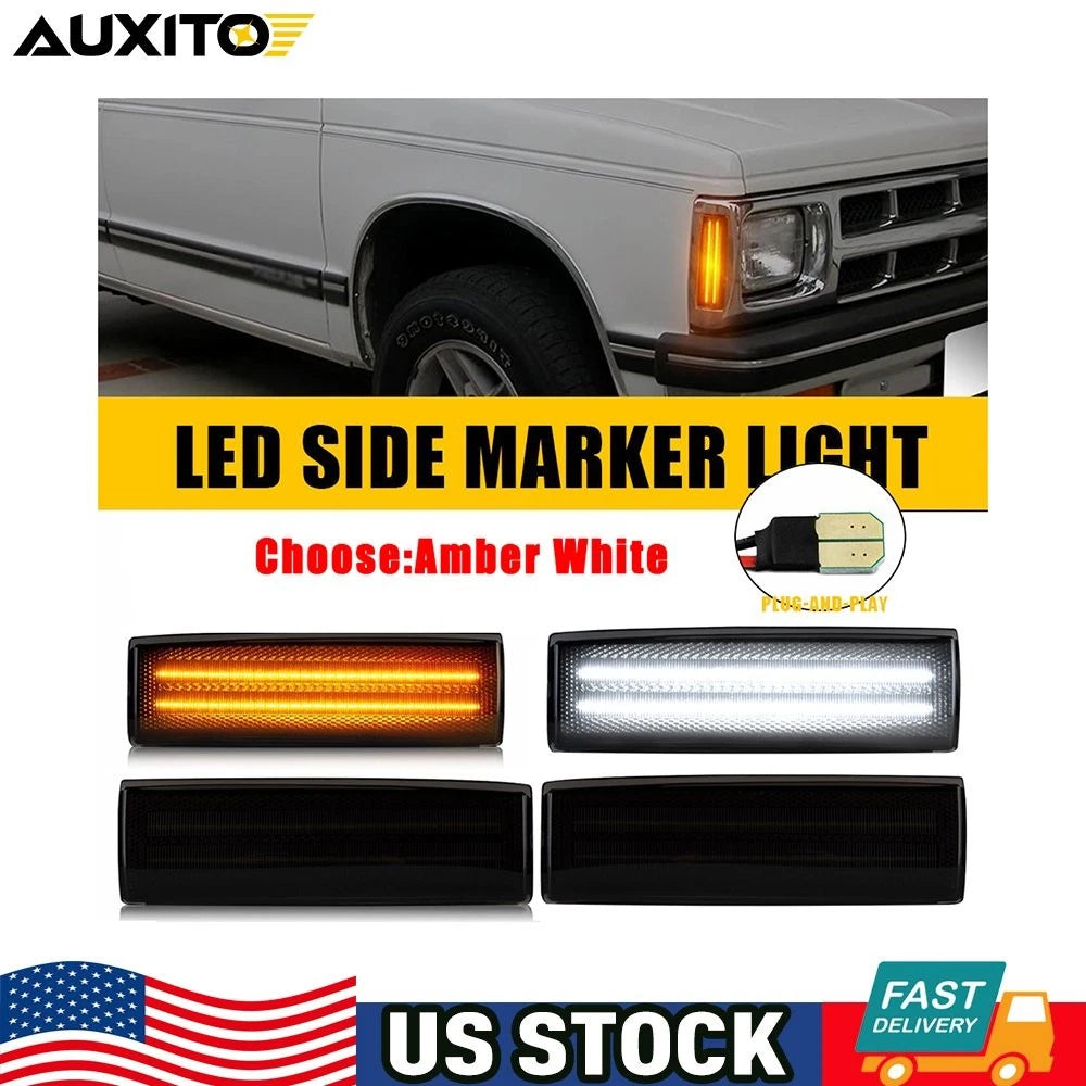 Smoked Amber White LED Front Fender Marker Lights for Chevy S10 GMC Jimmy (1994–2004)