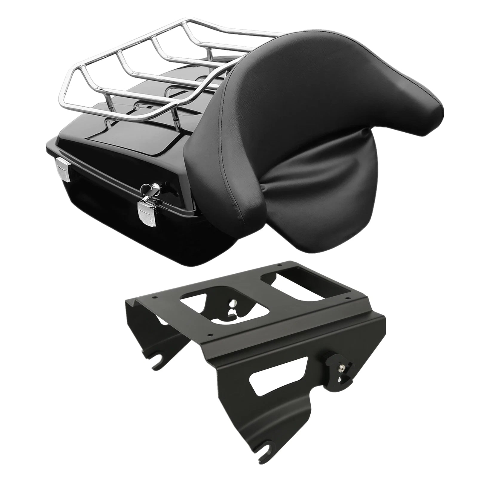 Chopped Trunk Backrest Pad Rack for Harley Touring (2009–2013)