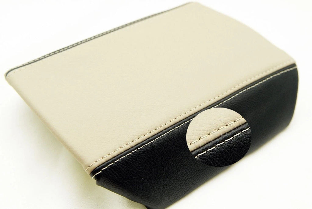 Center Console Armrest Cover for Camaro (2010–2015) Beige/Black Synthetic Leather