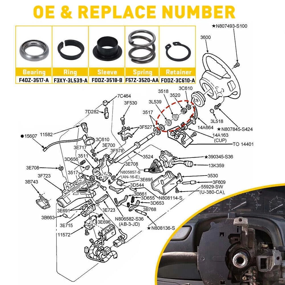 Steering Column Upper Bearing Kit for Ford F-450 Super Duty (1992-2007)