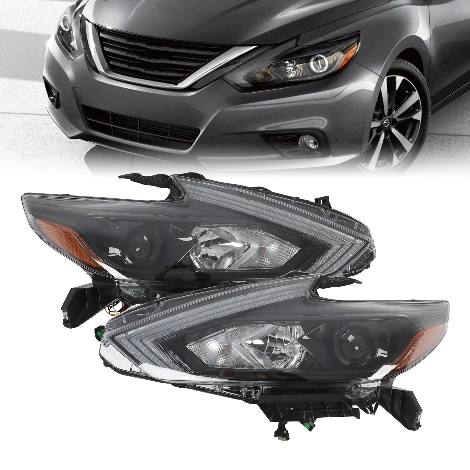 Headlight Assembly Set of 2 for Nissan Altima (2016–2018) Halogen