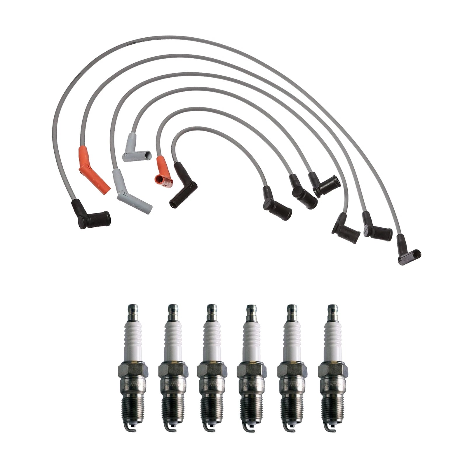 Denso 8mm Wire Set & 6 U-Groove Spark Plugs for Ford Mazda 3.0L V6