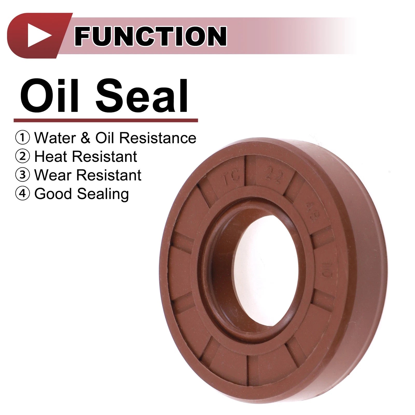 2X Oil Seal Rotary Shaft Seal for Various Models (22x48x10mm) FKM Rubber