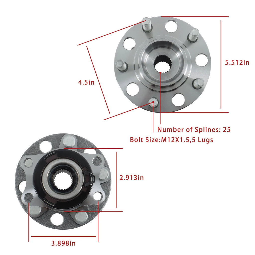 2Pcs Rear Wheel Hub Bearings for Jeep Compass Patriot (2007–2017) AWD 4WD