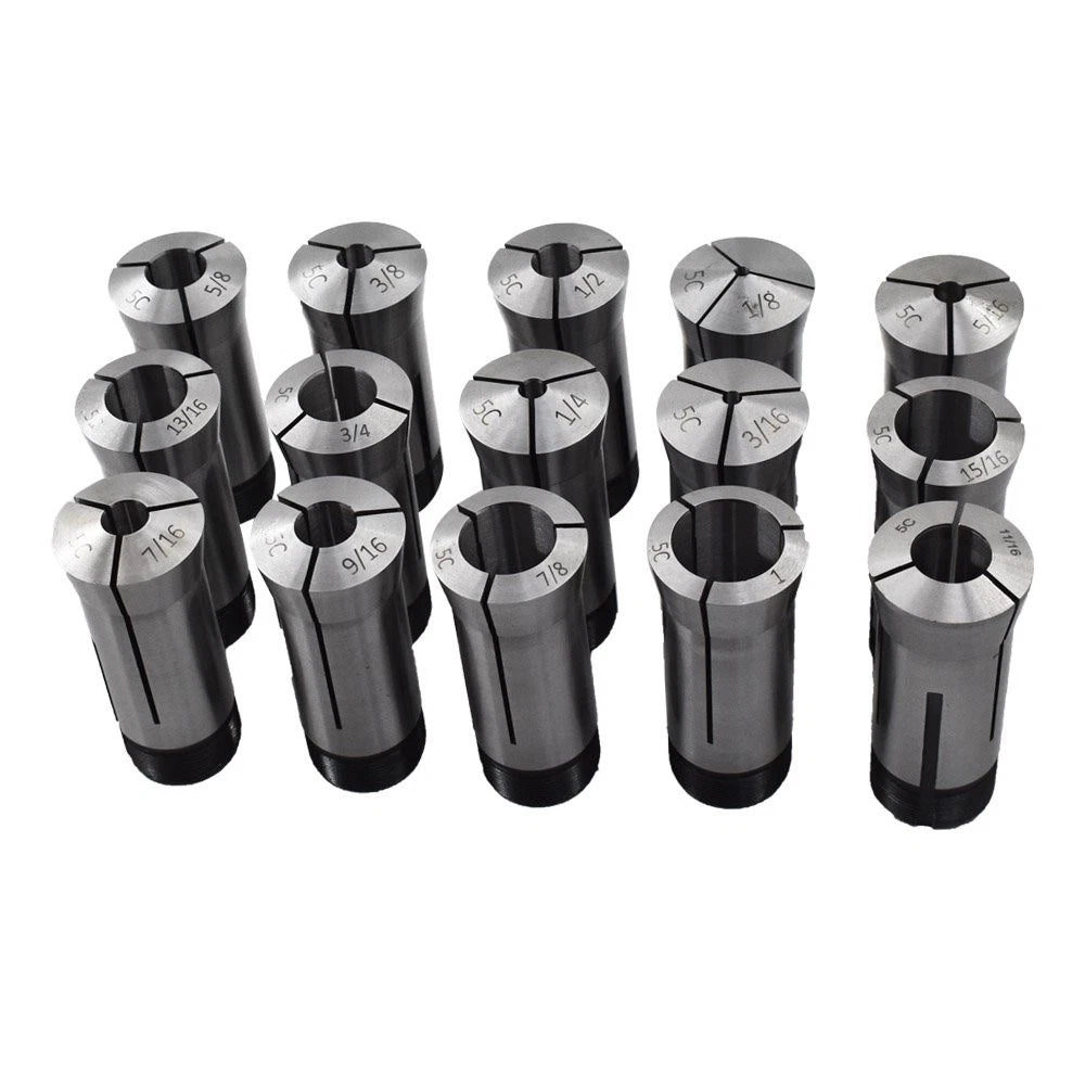 15 PC Set 5C Round Collet for Precision Machining (TIR 0.0005")