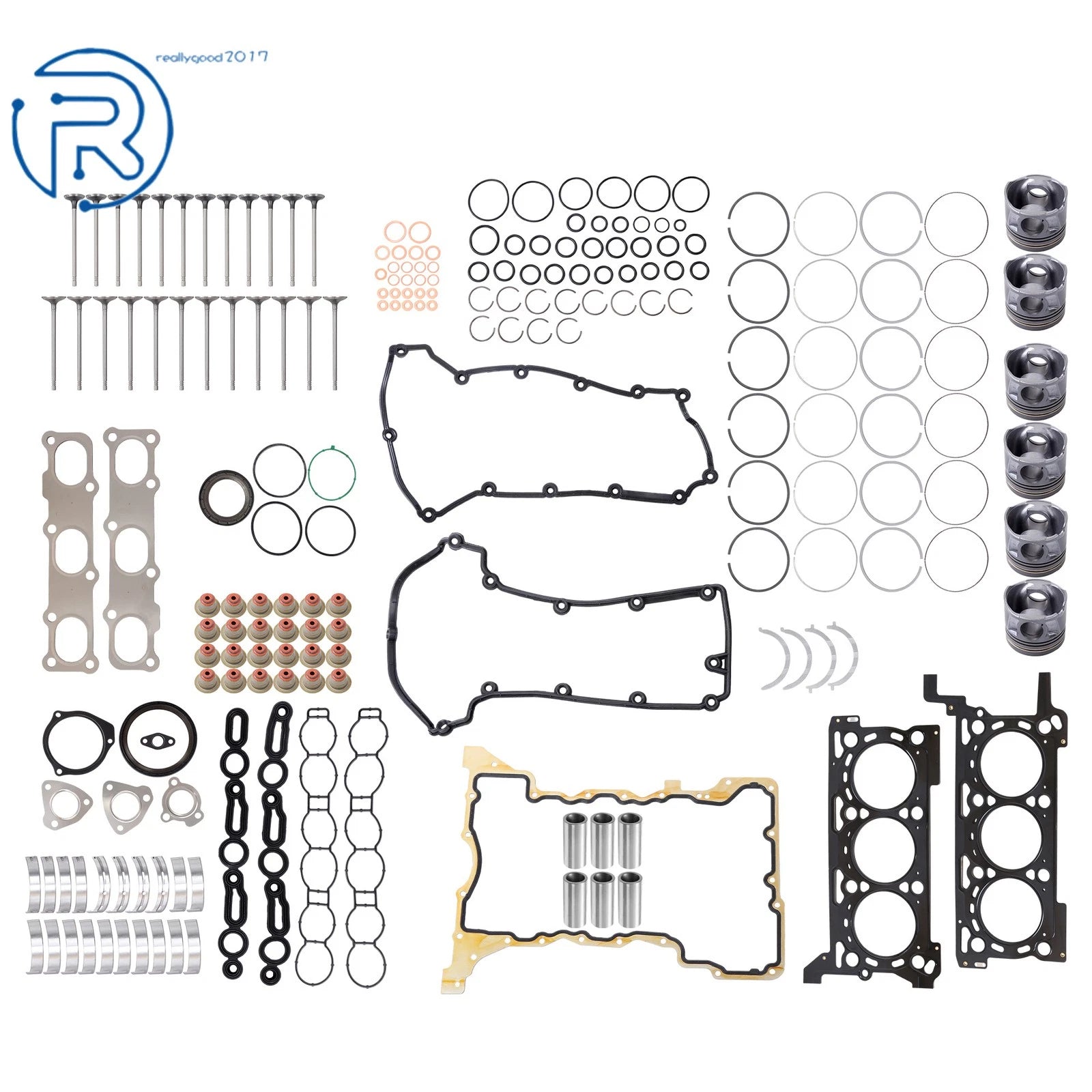 Engine Pistons Gasket Bearings Valves Kit for Ram 1500 Jeep Chrysler (3.0L)