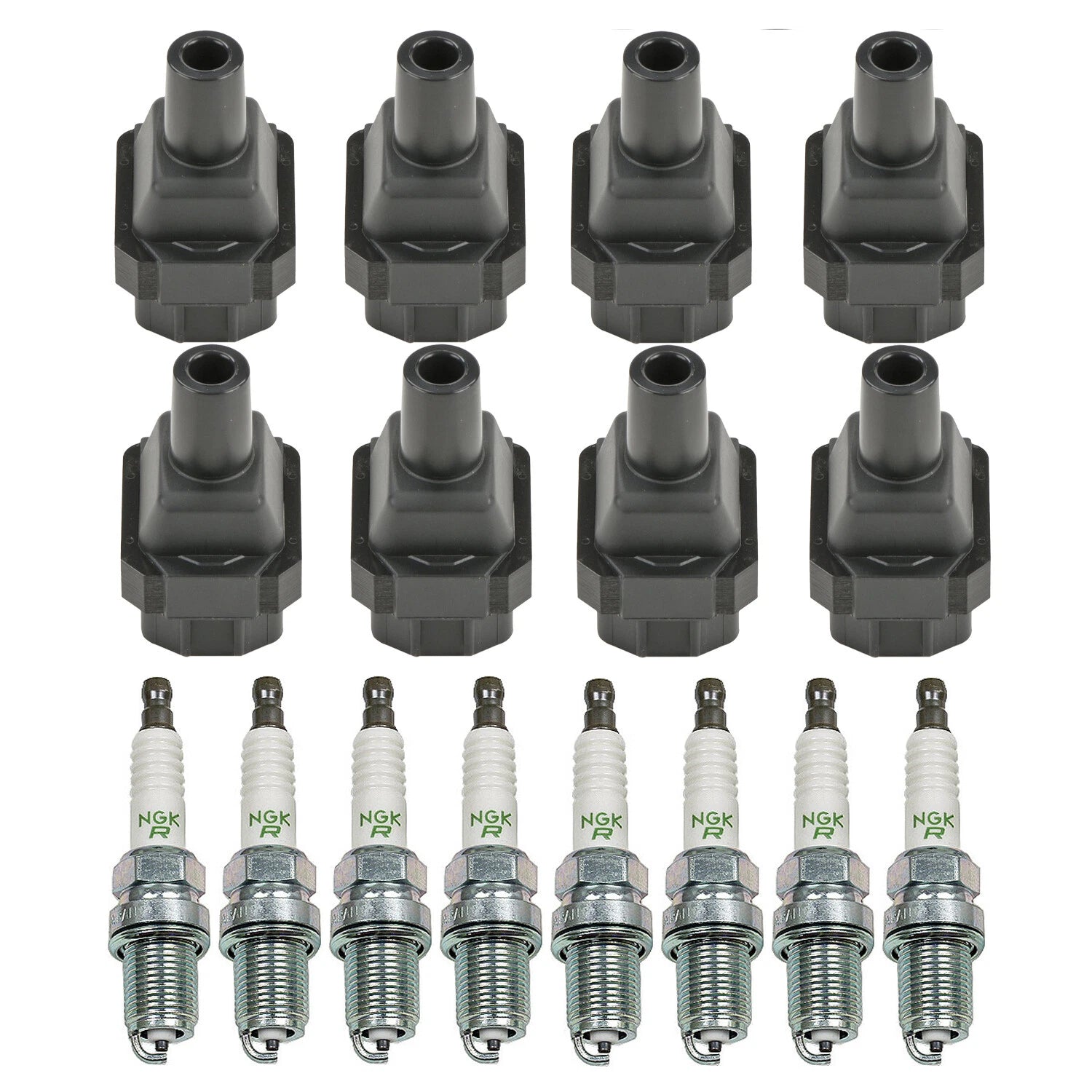 Set of 8 Ignition Coils & NGK V-Power Spark Plugs for Mercedes W210 W140 R129