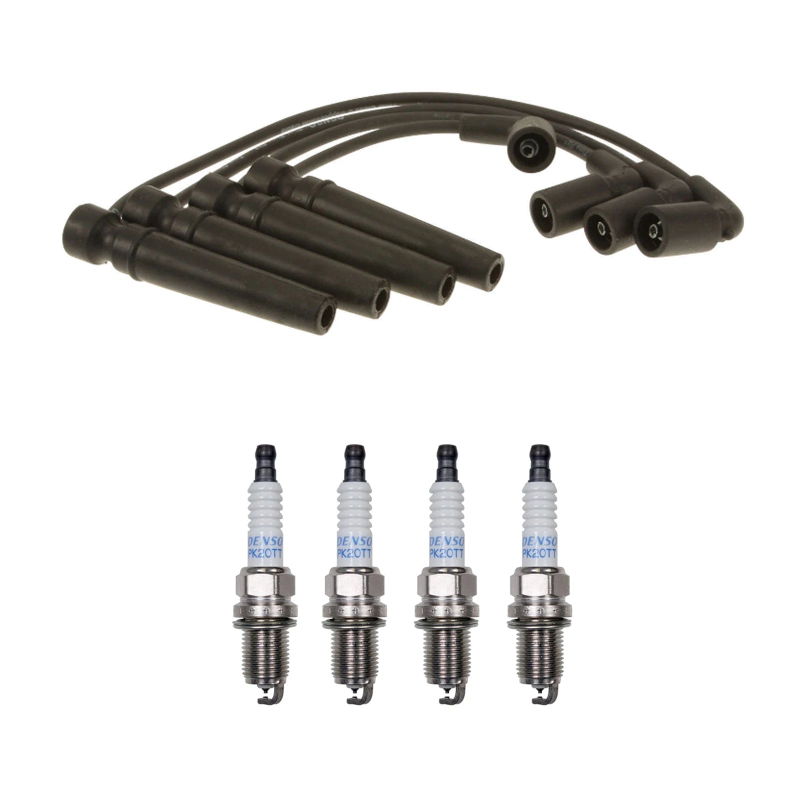 Denso 7mm Wire Set & 4 Platinum TT Spark Plugs for Chevy Aveo5 (2004–2011)
