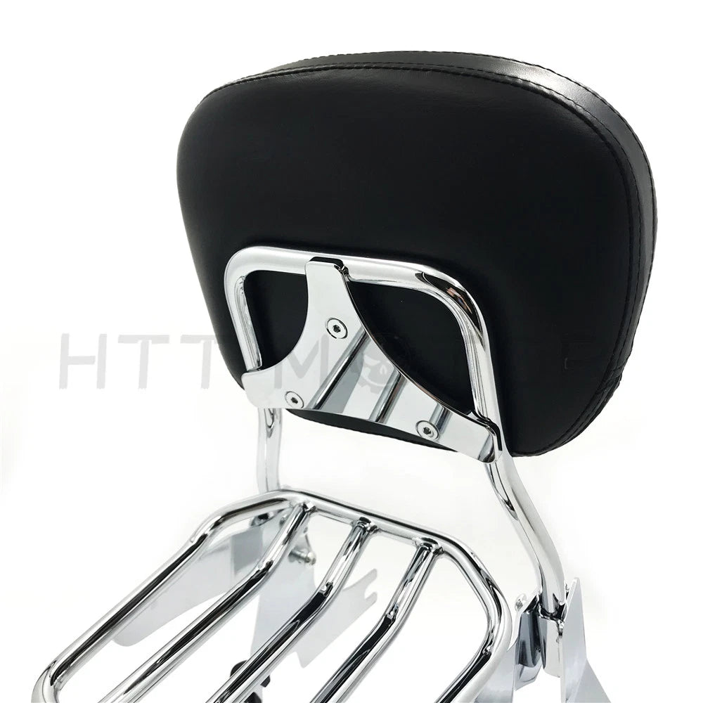 Chrome Sissy Bar Passenger Backrest Pad for Harley Sportster (2004–2016)