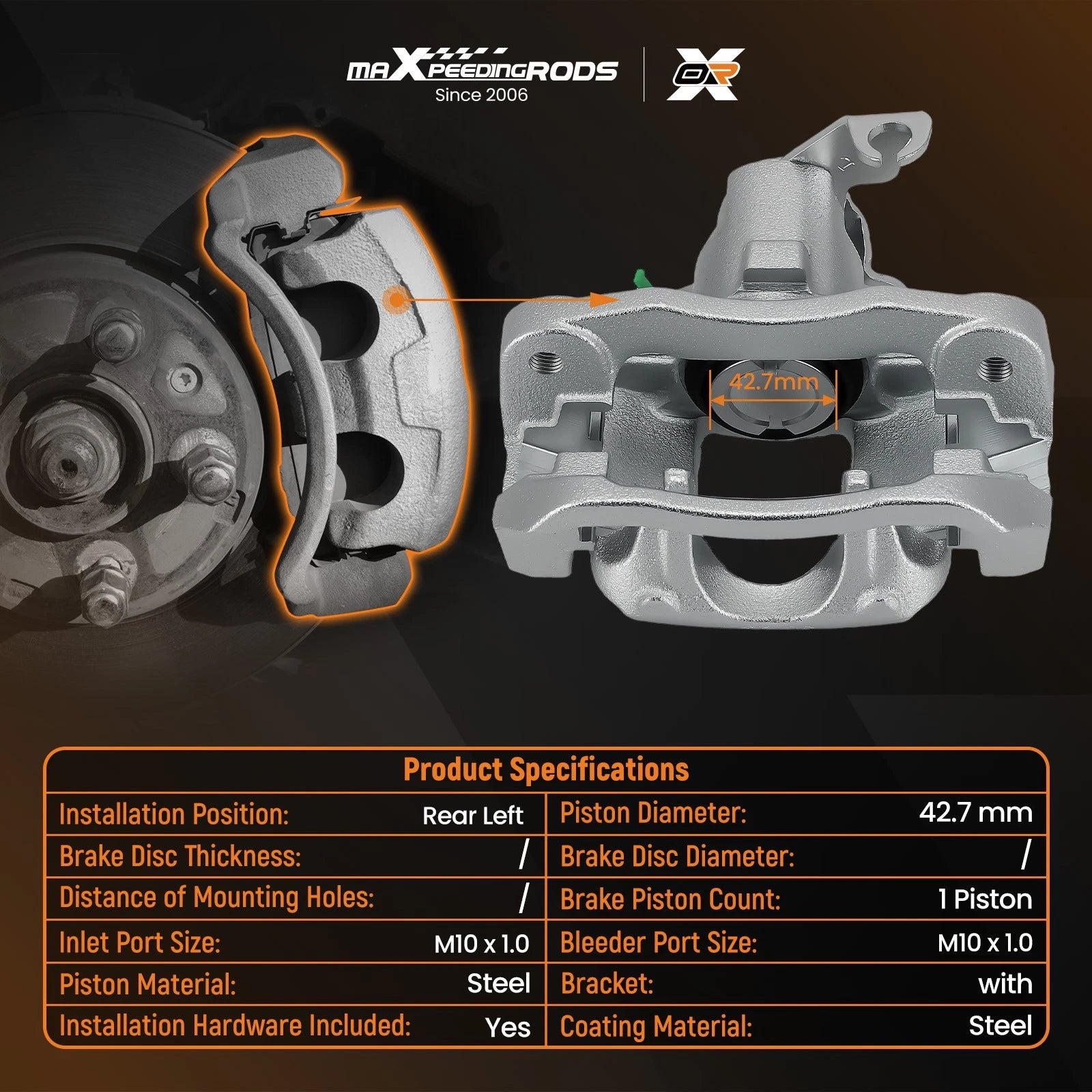 Rear Left Disc Brake Caliper for Volkswagen Routan (2009–2012) 18-B5081 18P5081