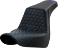 SADDLEMEN Step-Up Seat for FL/FX (2018–2024) 818-29-17701, Honeycomb, Blue Stitching
