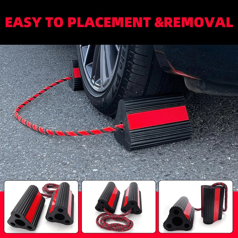 Set of 4 Heavy-Duty Rubber Wheel Chocks – Non-Slip