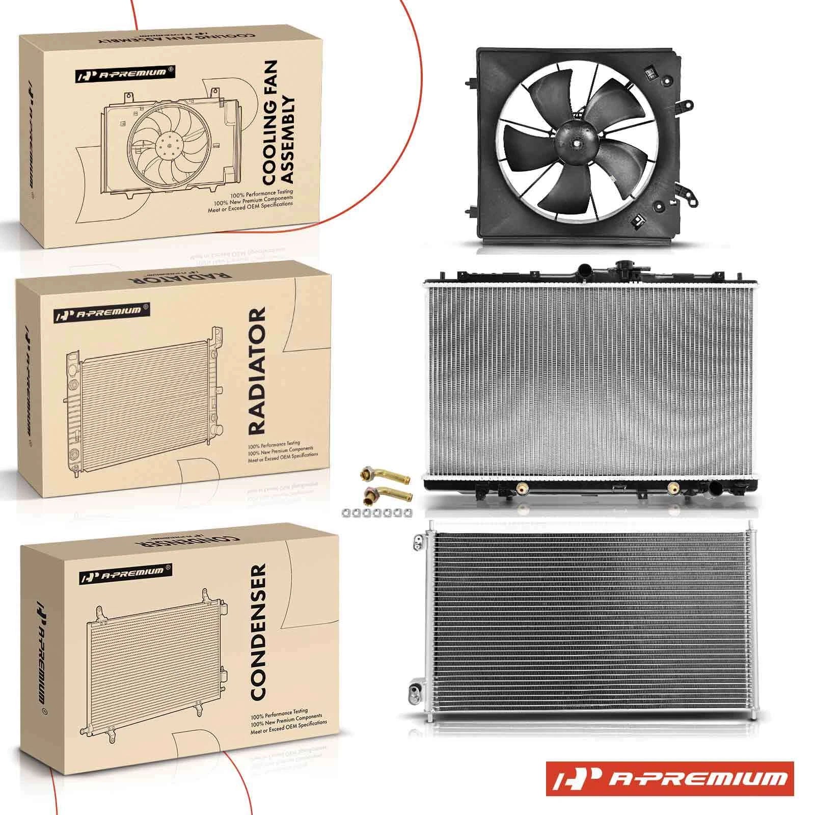Radiator & A/C Condenser & Cooling Fan Kit for Acura TL Honda Accord (2003–2008)
