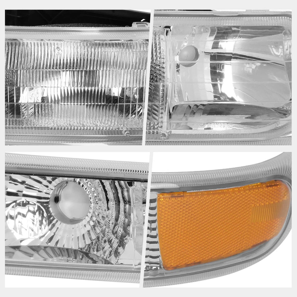 Chrome Housing Bumper Headlights for Chevy Silverado/Suburban/Tahoe (1999–2006)