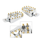 Wide Fat Foot Pegs for Harley Dyna Sportster Fatboy Chrome Gold