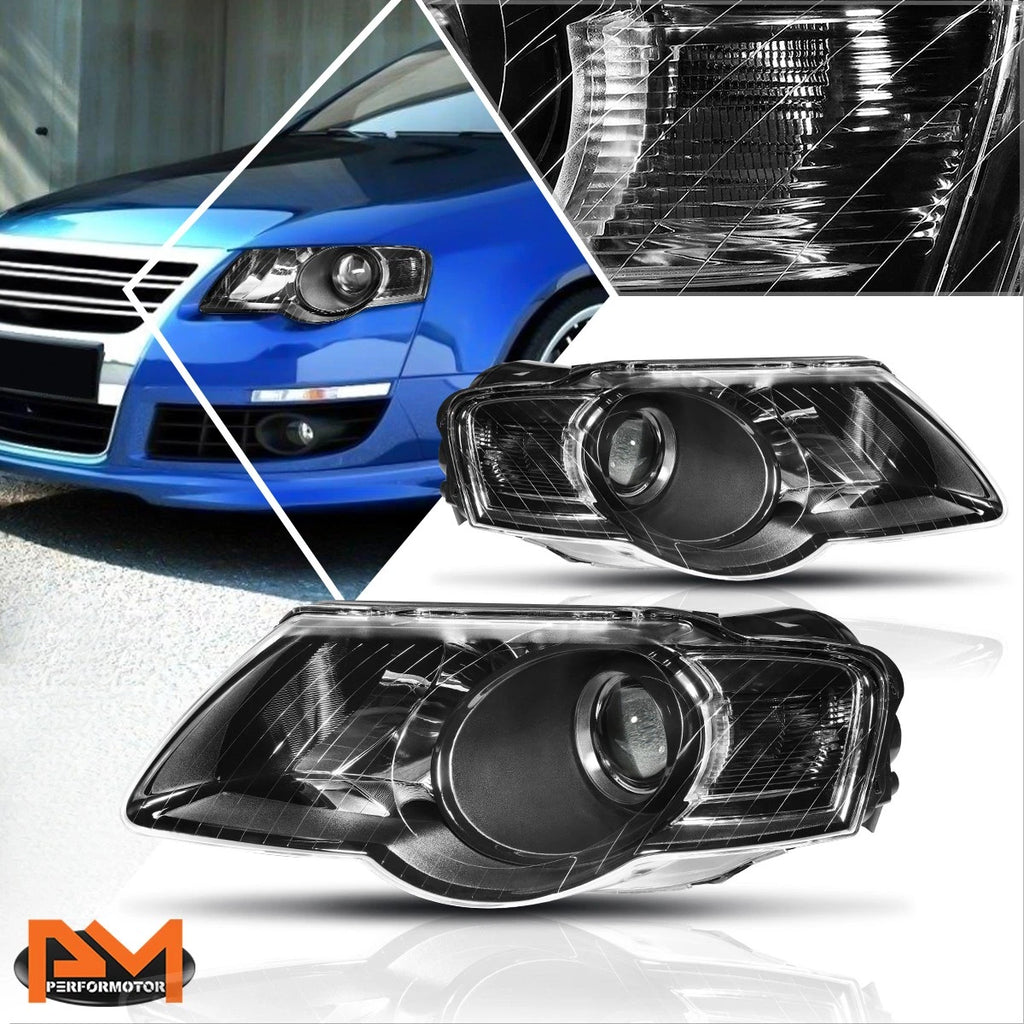 Projector Headlight for VW Passat (2006–2010) - Clear Side Corner Black