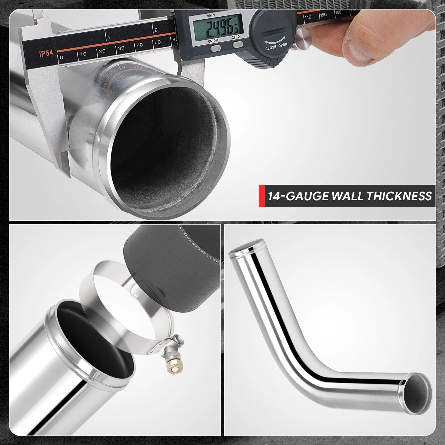 90 Degrees Bend 14 Gauge 2.5"OD Aluminum Intercooler Pipe for Turbo Hose